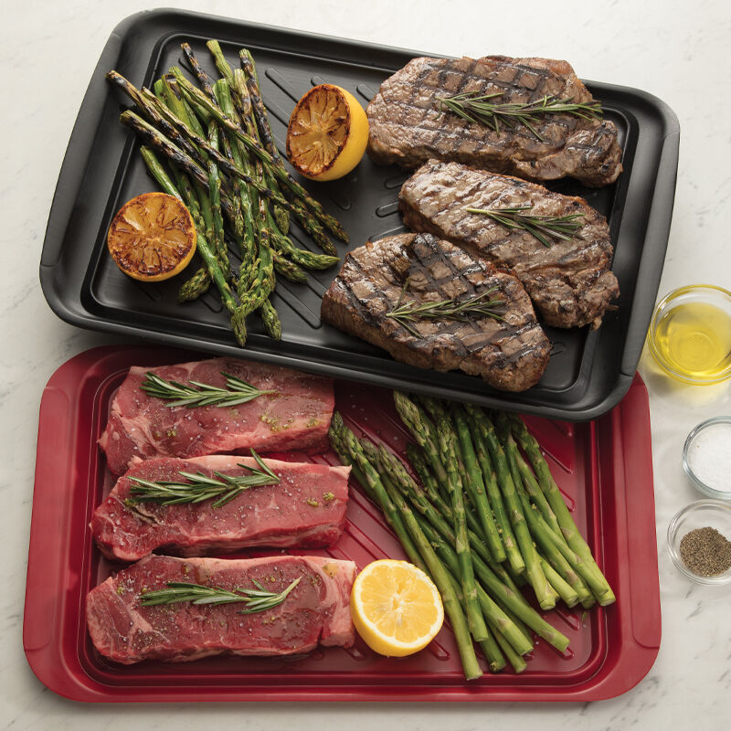 Black & Red) – 2-Pack Grilling Prep & Serve Trays (17" x 10.5"
