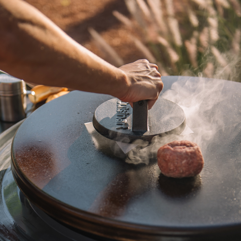 6.5" Cast Iron Smashed Burger Press — Lock - Image 5